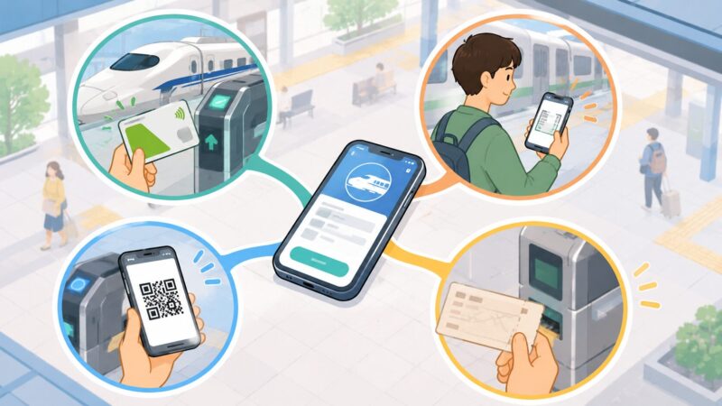 えきねっとで利用できる4つの乗車方法のイメージ