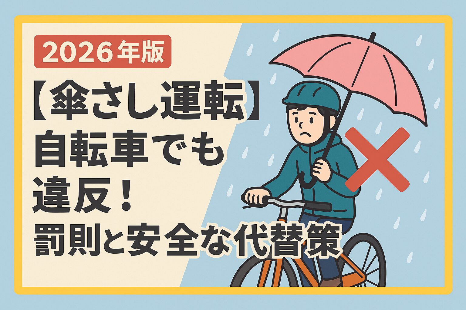 【傘さし運転】～自転車でも違反！罰則と安全な代替策～