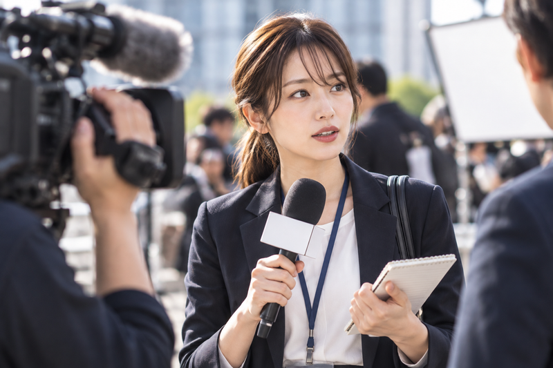テレビドラマで報道記者を演じる女性のイメージ