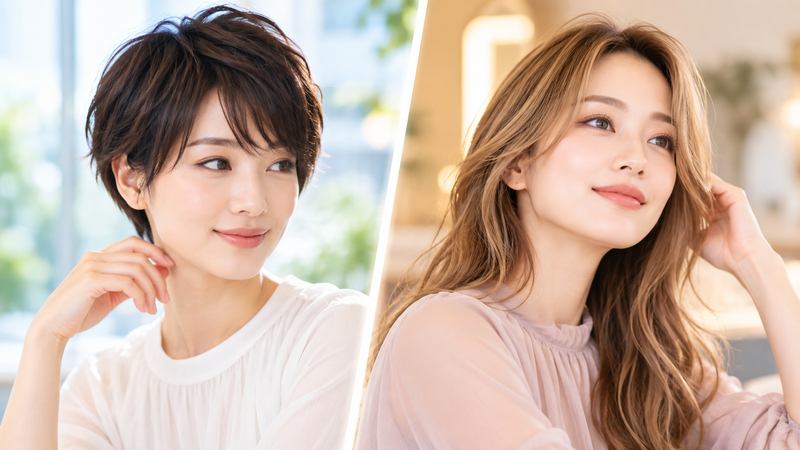 髪型やメイクによって印象が変わる女性のイメージ