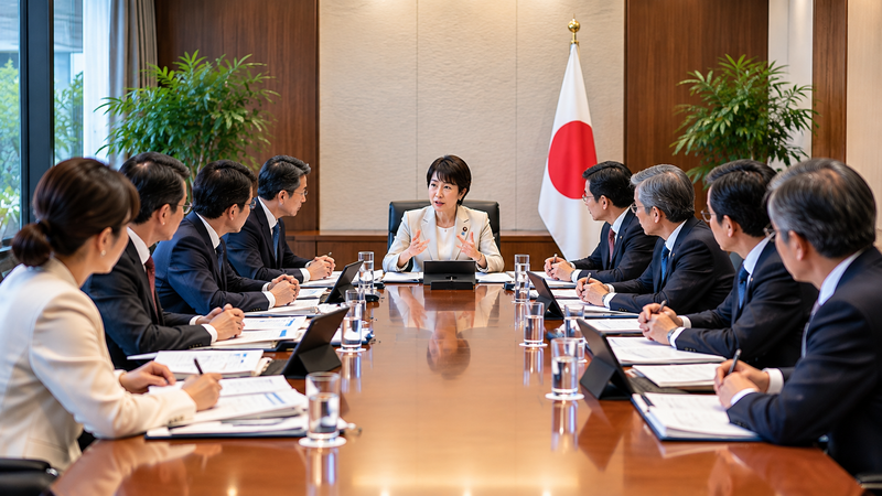 自民党執行部の役員会議をイメージした場面
