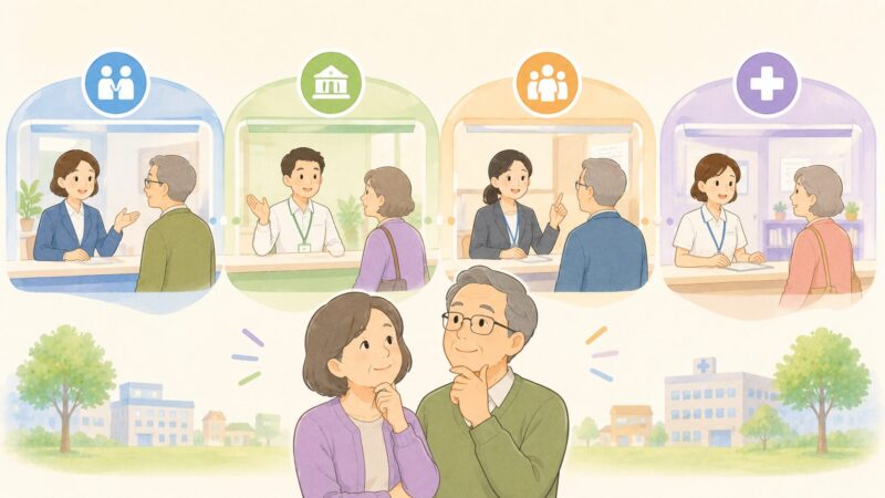 年金事務所や市役所などの相談窓口を表したイラスト