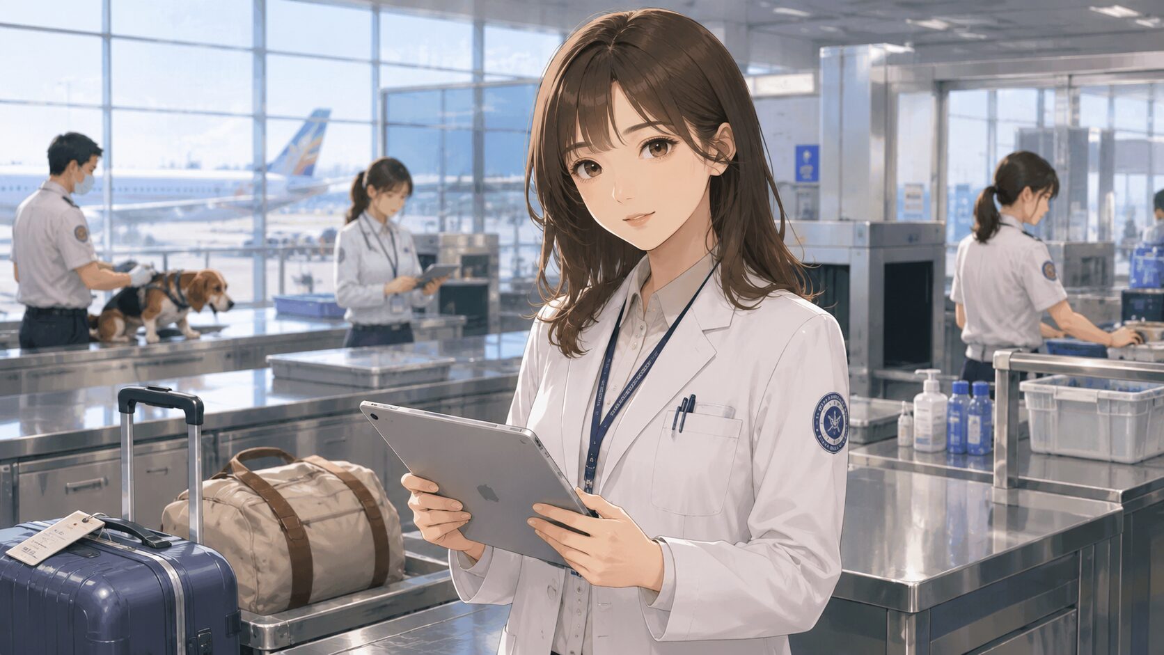 空港の検査エリアでの仕事