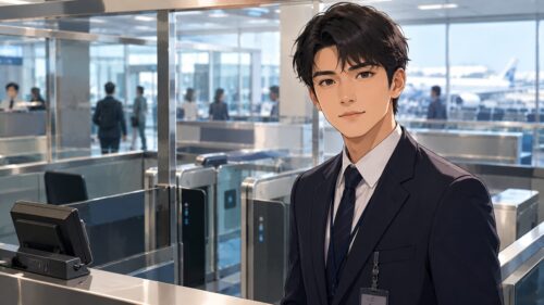 空港の入国審査ゲートをイメージしたイラスト