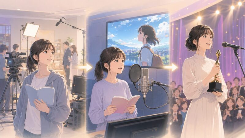 ドラマ出演からアニメ映画、演技賞へ進んだ流れを視覚化する