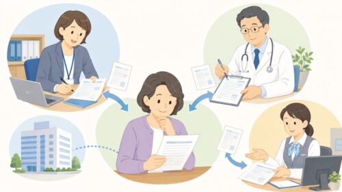 傷病手当金の申請で本人・会社・医師・健康保険が書類を確認する流れ