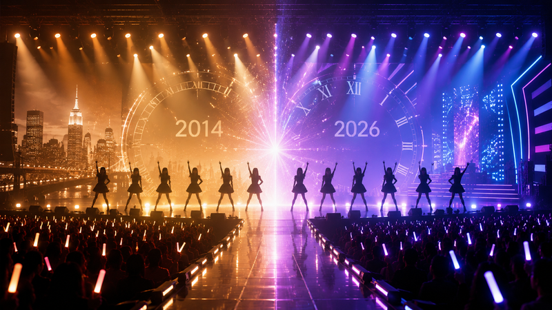 2014年から2026年へ時間がつながっていくことをイメージしたライブステージ。