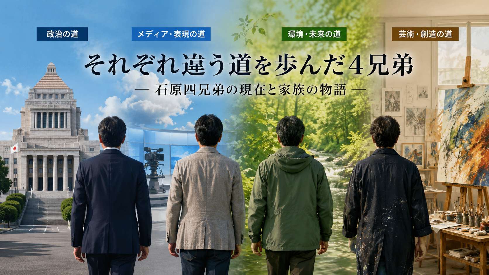 日本の家族をイメージする4人の男性