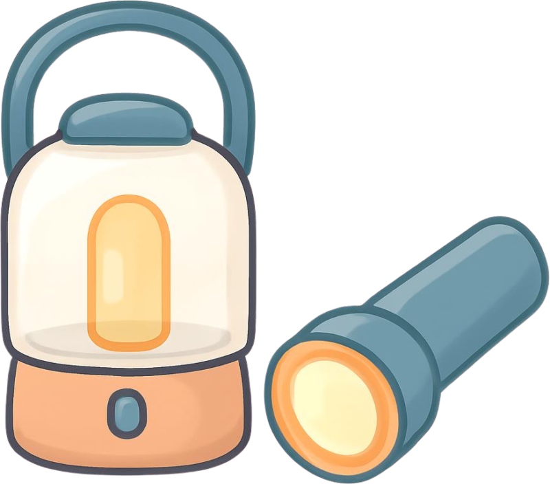 LEDランタンと防災用ライトのイメージ