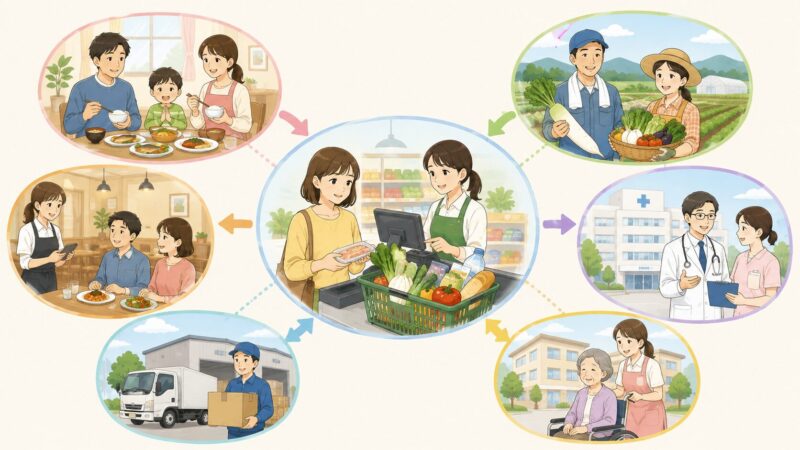 消費税減税が家計だけでなく店舗・農業・社会保障にも関係することを示す
