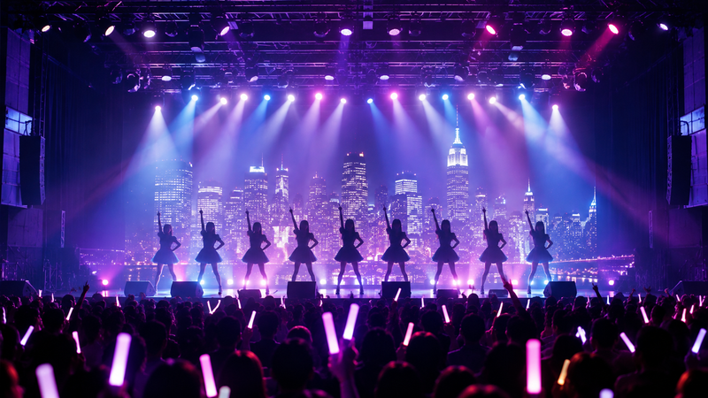 2010年代のニューヨークのライブ会場をイメージしたステージ。客席からステージを見る構図