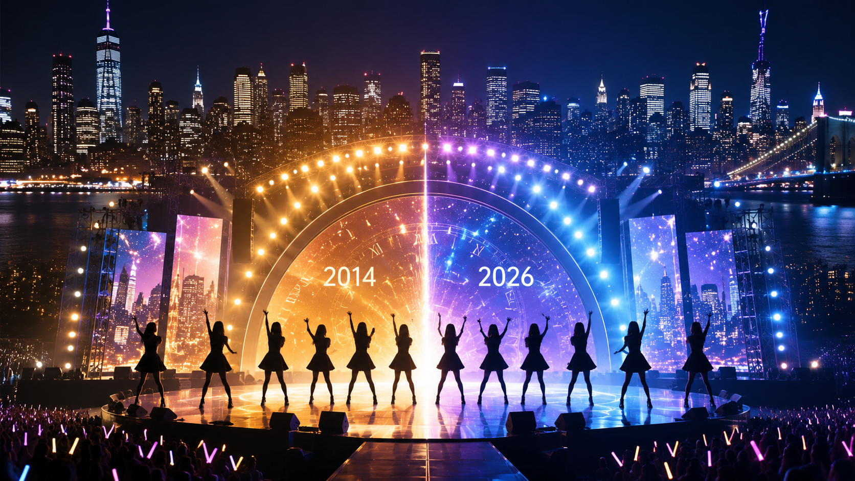 2014年から2026年へ時間がつながっていくことをイメージしたライブステージ。