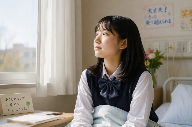 中学生時代に病気と向き合う少女のイメージ