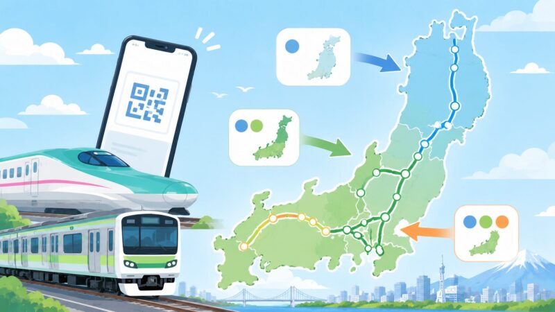 えきねっとQチケの対象エリアが東北・首都圏・上信越へ段階的に拡大するイメージ