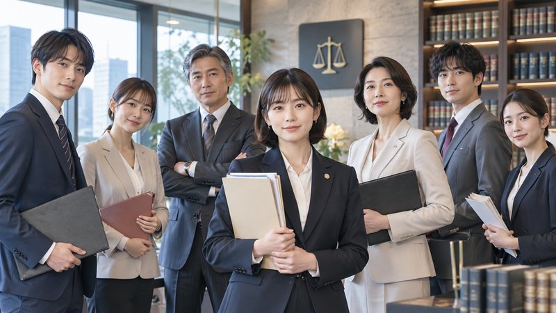 法律事務所で働く弁護士や秘書をイメージしたイラスト