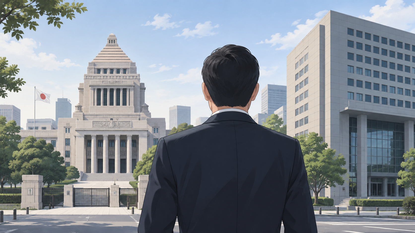 藤井比早之氏が総務大臣に初入閣したことをイメージしたイラスト
