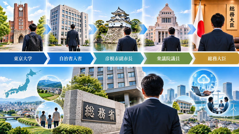 藤井比早之総務大臣が担当する地方行政や地域未来戦略をイメージしたイラスト