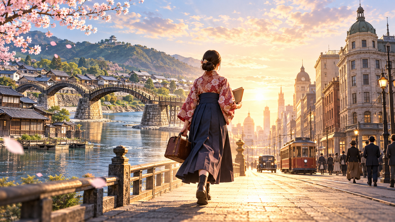 山口県岩国から東京へ向かう『ブラッサム』主人公の人生をイメージした風景