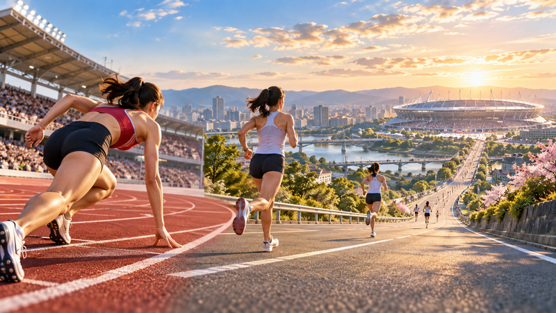 トラック競技からマラソンへ挑戦する女子ランナーのイメージ