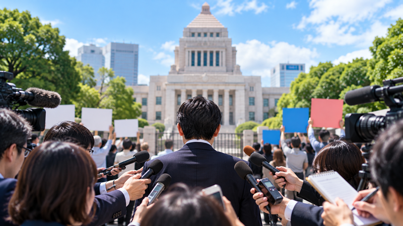 政治家をめぐるさまざまな評価や議論をイメージしたイラスト