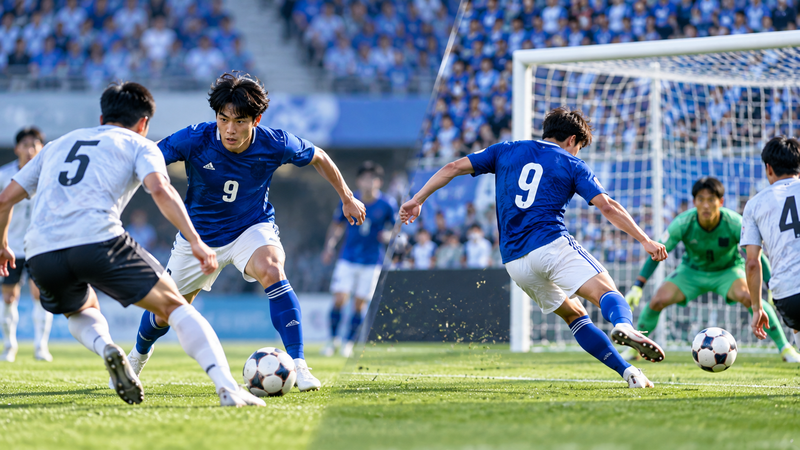 前線から守備をしながらゴールを狙うFWのプレースタイルをイメージしたイラスト