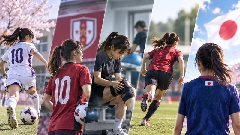 女子サッカー選手の高校時代から日本代表初招集までをイメージした画像