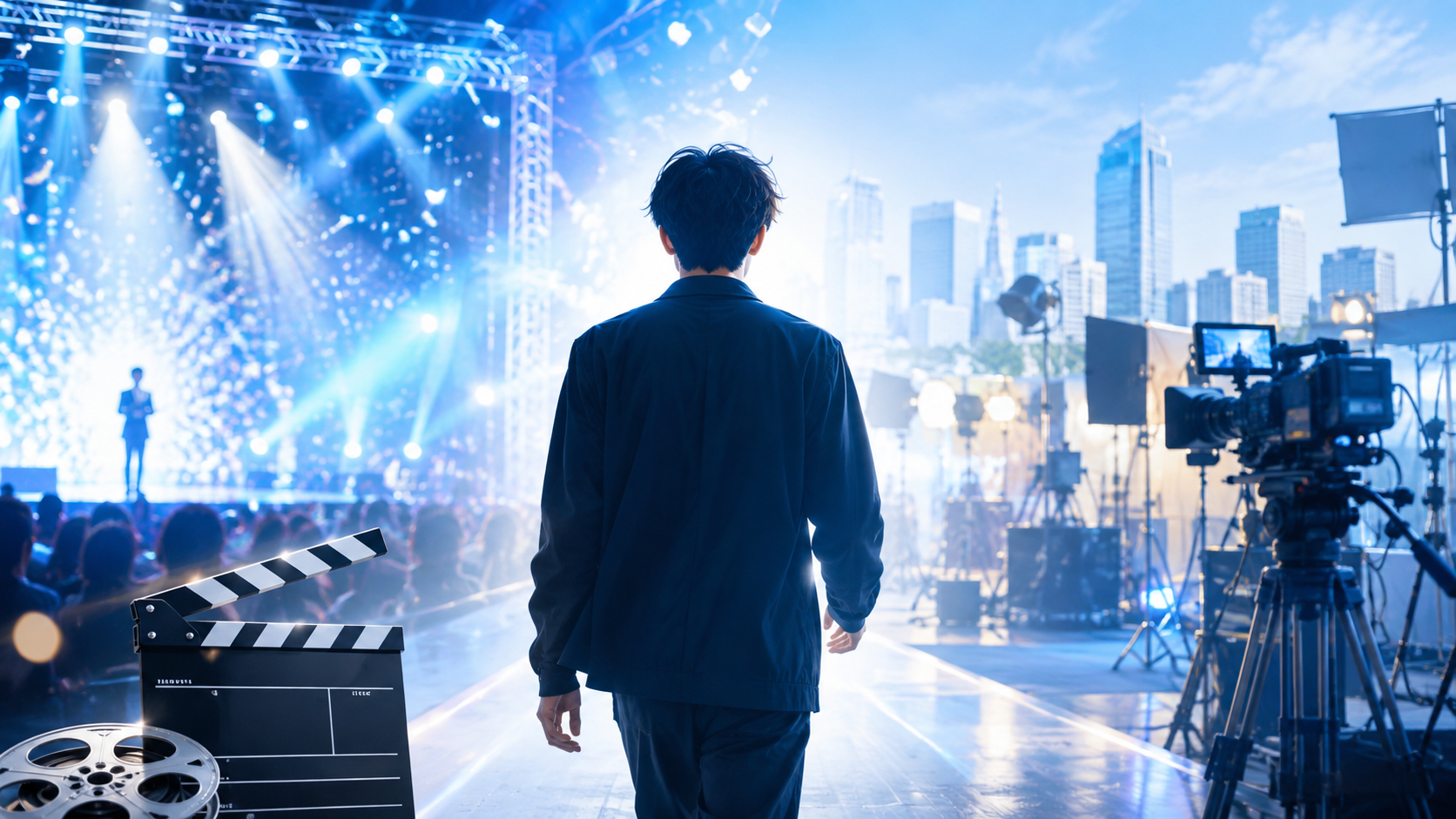 オーディションのステージから映画・ドラマの撮影現場へ向かう若手俳優