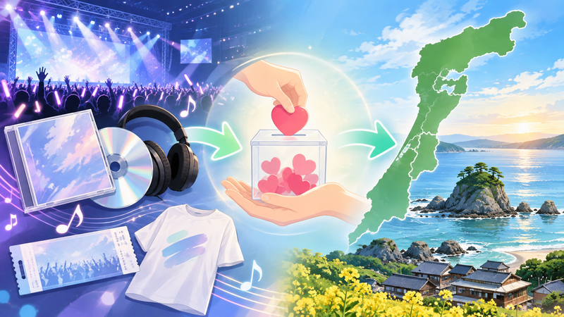 TOBEの音楽活動から能登支援へつながる流れを表したイメージ