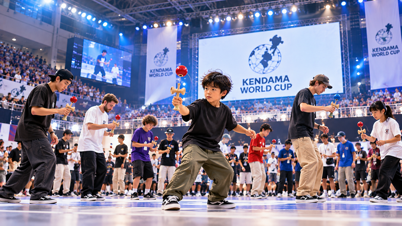 世界各国の選手が参加するKENDAMA WORLD CUPをイメージしたイラスト