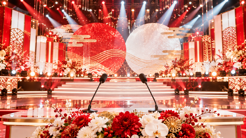 2026年のNHK紅白歌合戦で司会を務める様子をイメージしたステージ