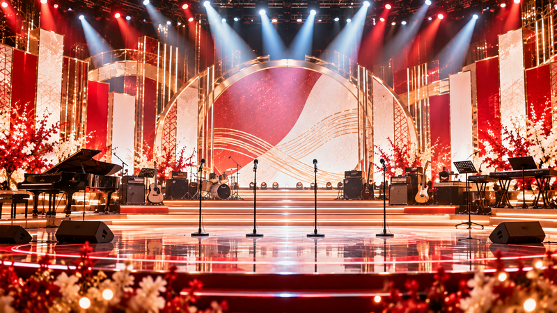第77回NHK紅白歌合戦の出場歌手発表を待つ音楽ステージのイメージ