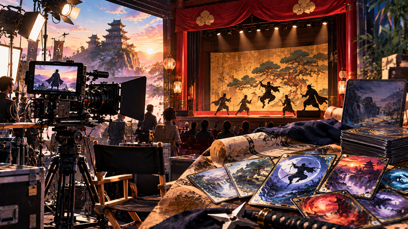実写映画や舞台、カードゲームへ広がる忍者作品の展開をイメージしたイラスト