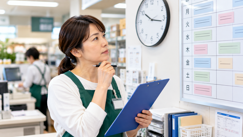 106万円の壁撤廃後に週の勤務時間を確認するパート勤務者のイメージ