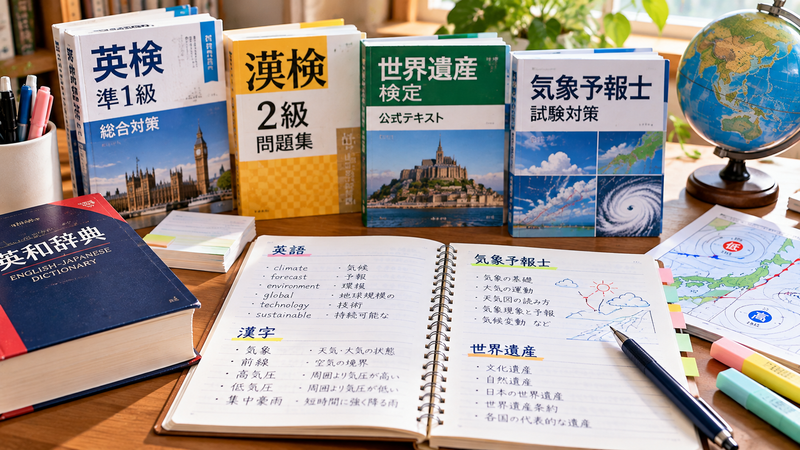 複数の資格取得に向けて勉強するイメージ
