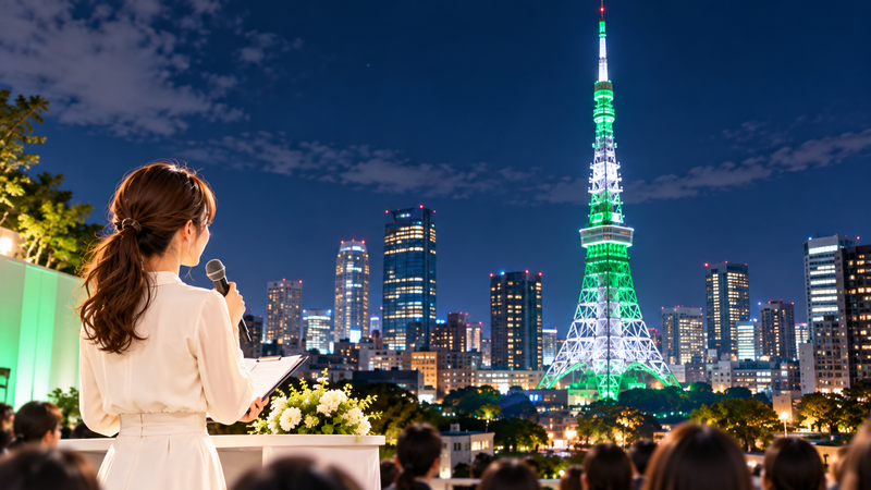 世界メンタルヘルスデーの東京タワーライトアップをイメージしたイラスト