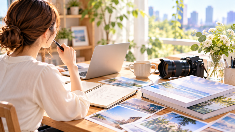 フォトエッセイや写真集などの創作活動をイメージしたイラスト