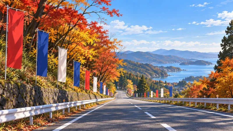 全日本大学駅伝の舞台となる秋の伊勢路をイメージした沿道風景