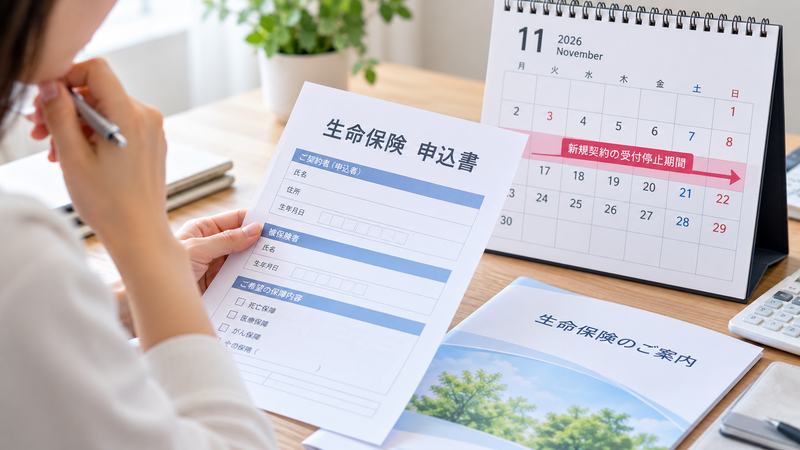 プルデンシャル生命の新規契約販売自粛と期間を確認するイメージ