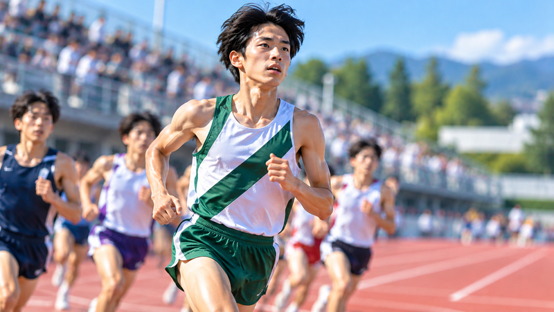 報徳学園高校時代の前田和摩選手をイメージした長距離走のイラスト