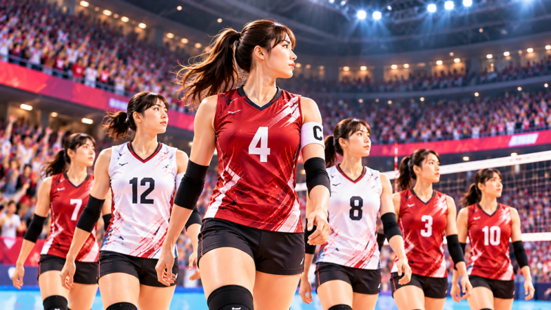 女子日本代表のキャプテンとしてチームを率いる石川真佑をイメージしたバレーボールイラスト