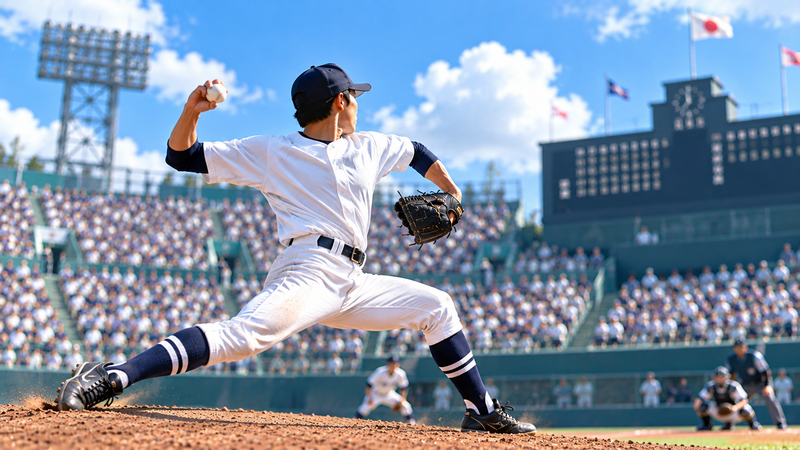 高岡商業高校時代の甲子園出場をイメージしたイラスト